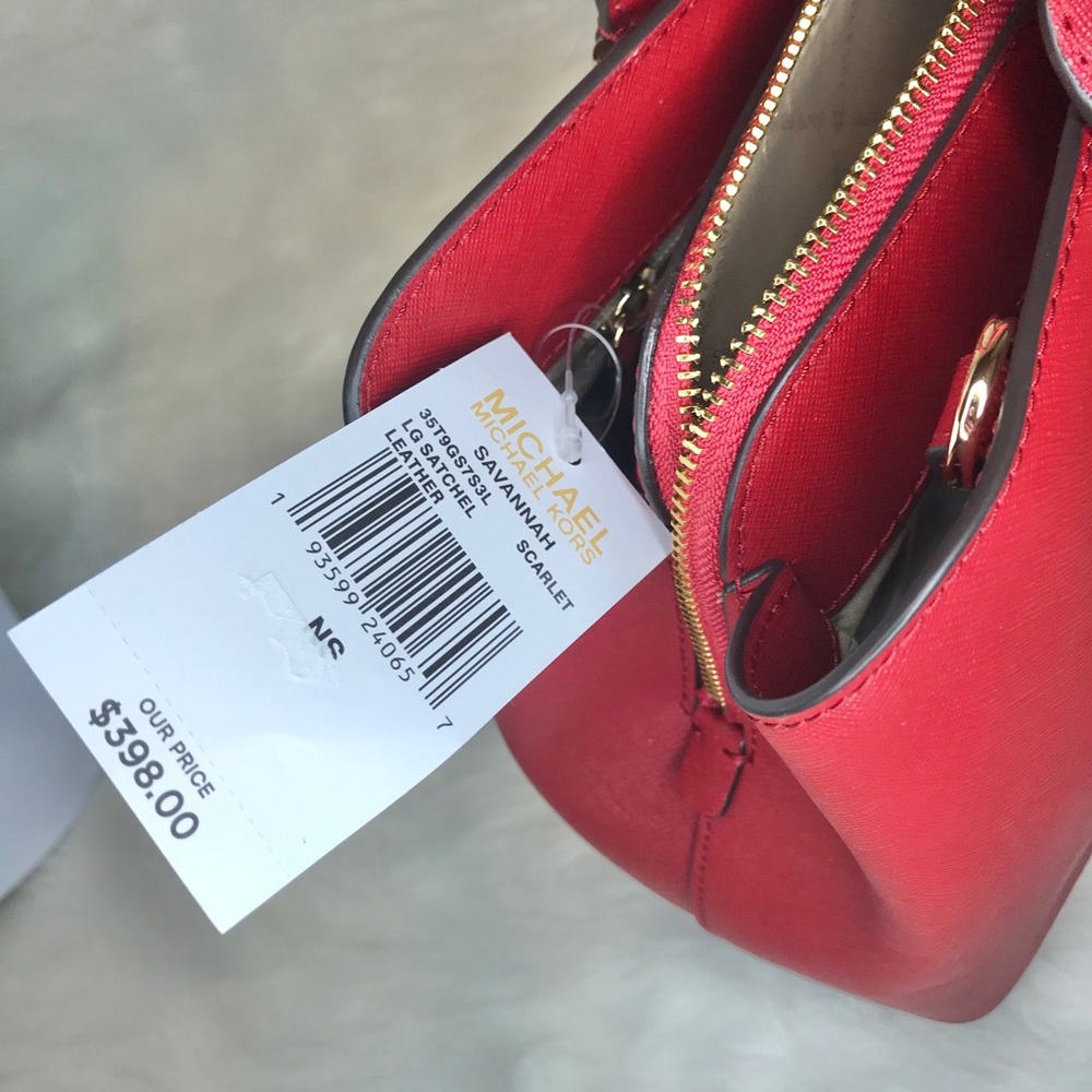 🌺 NEW MICHAEL KORS SCARLET SAVANNAH SATCHEL - Picture 3 of 8